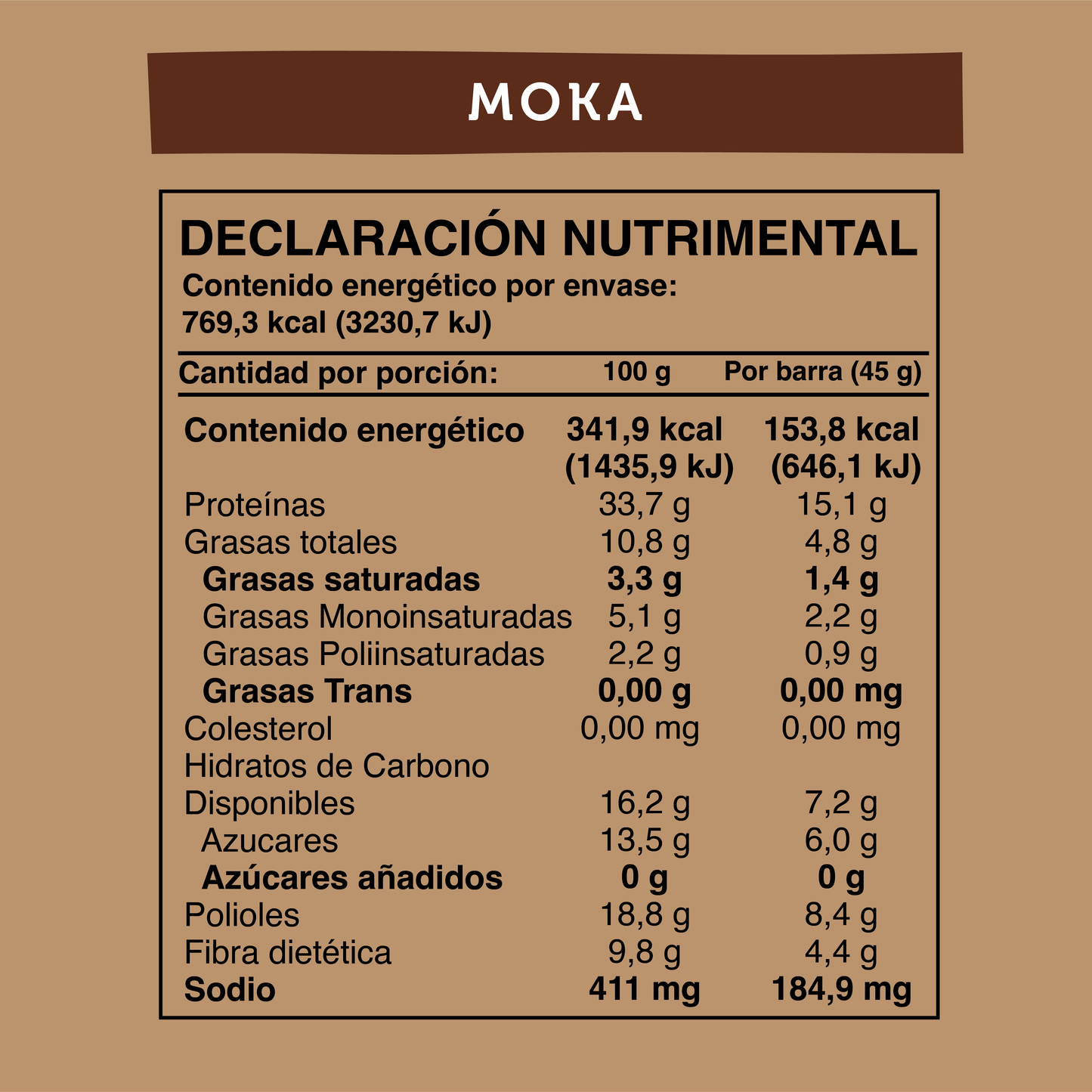 Barra de Proteína VEGANA Sabor Moka 5 unidades