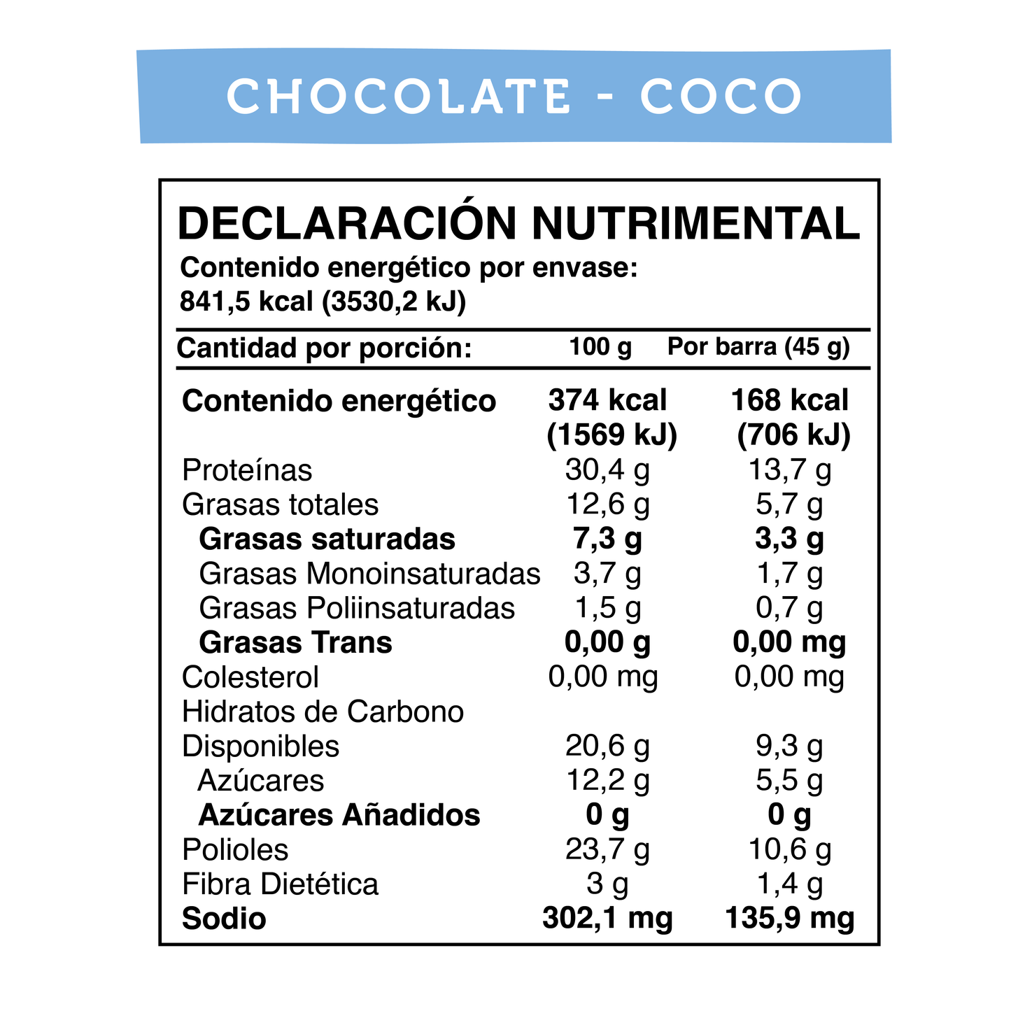 Barra de Proteína VEGANA sabor Chocolate Coco 5 unidades