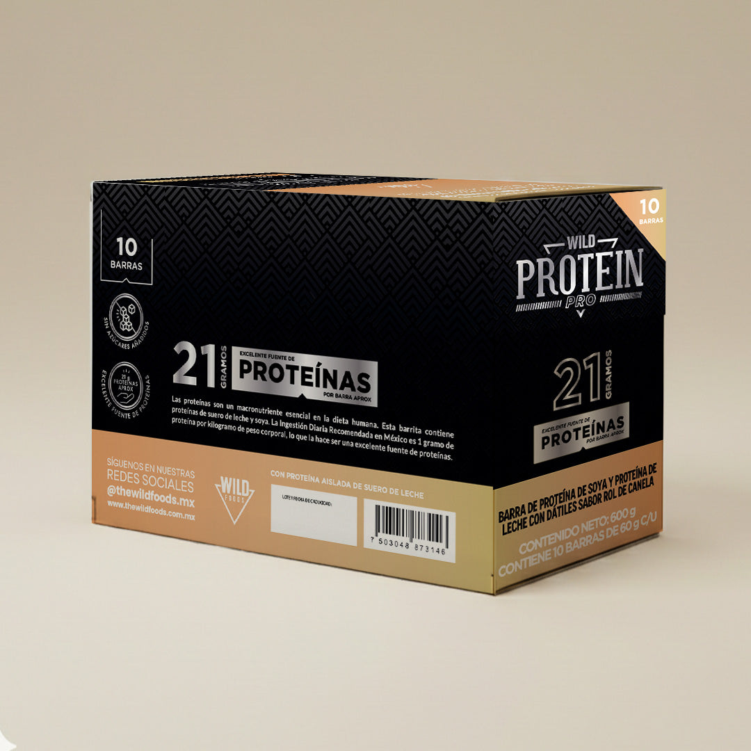 Cajas Master Wild Protein Pro Cinnamon Roll 10 displays (100 barritas)