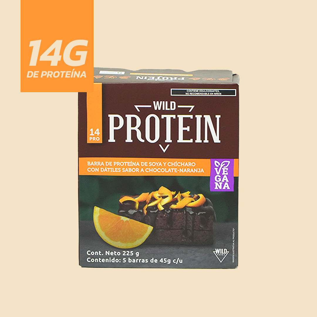 Barra de Proteína VEGANA Sabor Chocolate Naranja 5 unidades (15 Cajas)