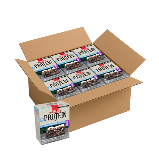 Caja Master Wild Protein VEGANA Sabor Chocolate Coco 15 displays (75 barritas)