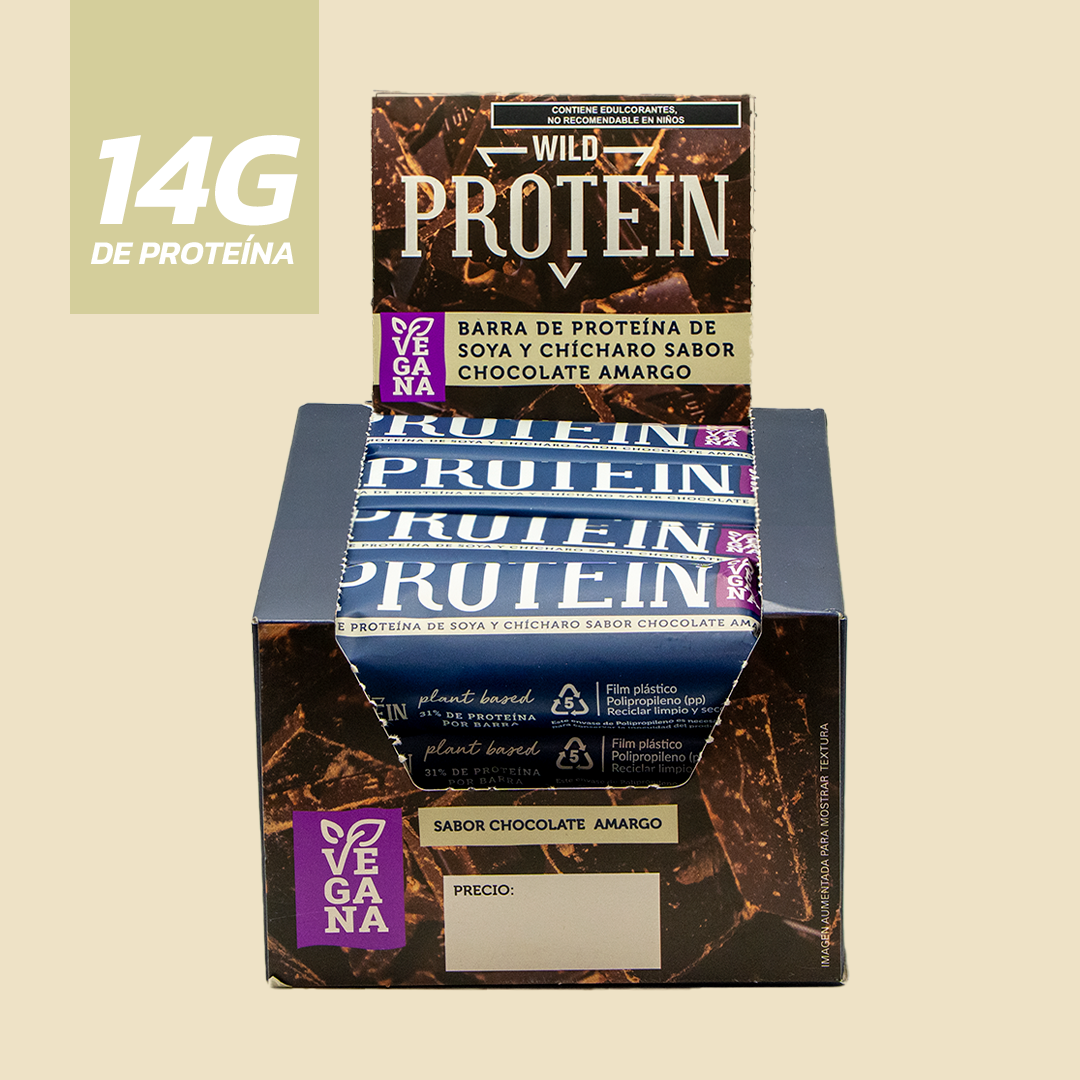 Barra de Proteína VEGANA sabor Chocolate Amargo 16 unidades