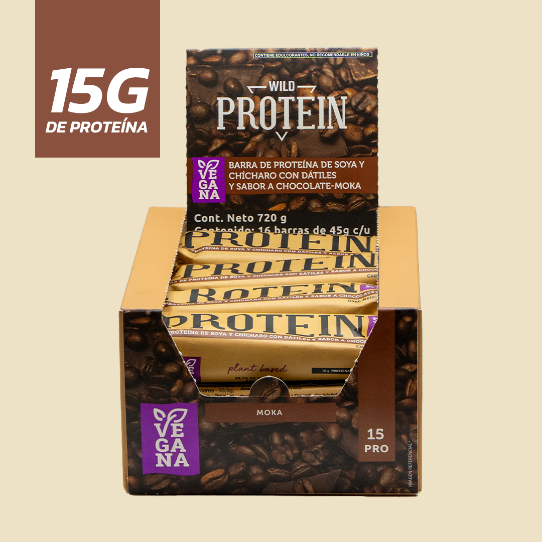 Barra de Proteína VEGANA Sabor Moka 16 unidades