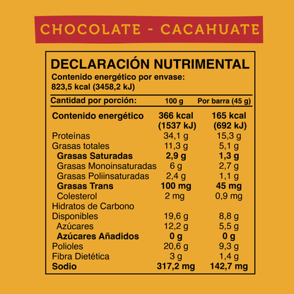 Barra de Proteína Sabor Chocolate y Cacahuate 5 unidades