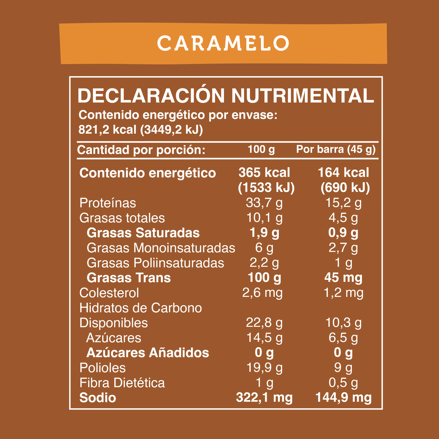 Barra de Proteína Sabor Caramelo 5 unidades