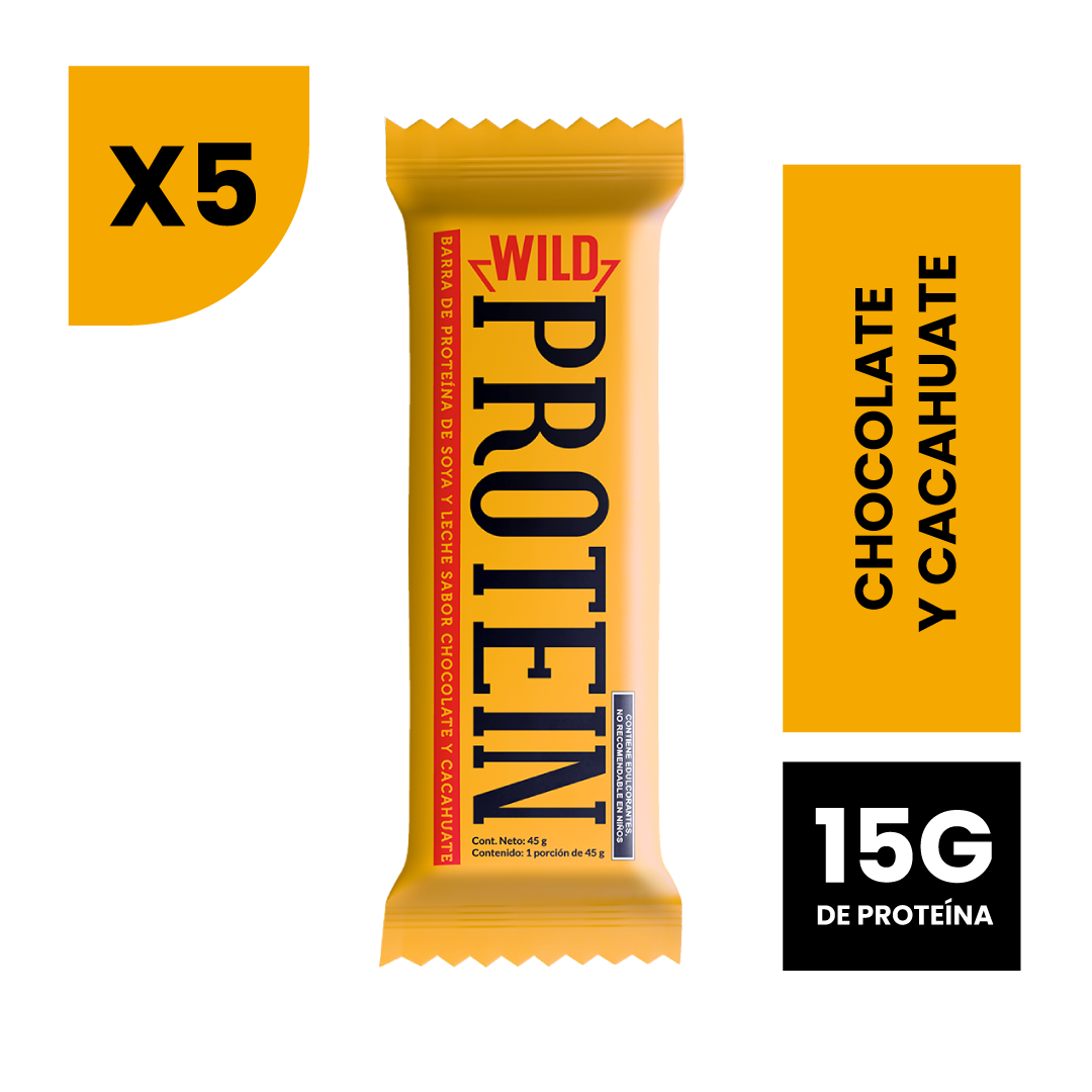 Barra de Proteína Sabor Chocolate y Cacahuate 5 unidades