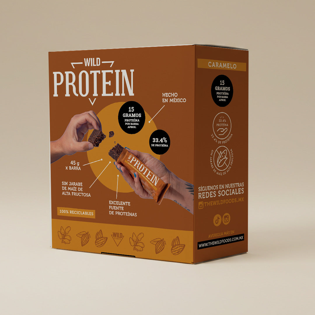 Caja Master Wild Protein Sabor Caramelo 15 displays (75 barritas)