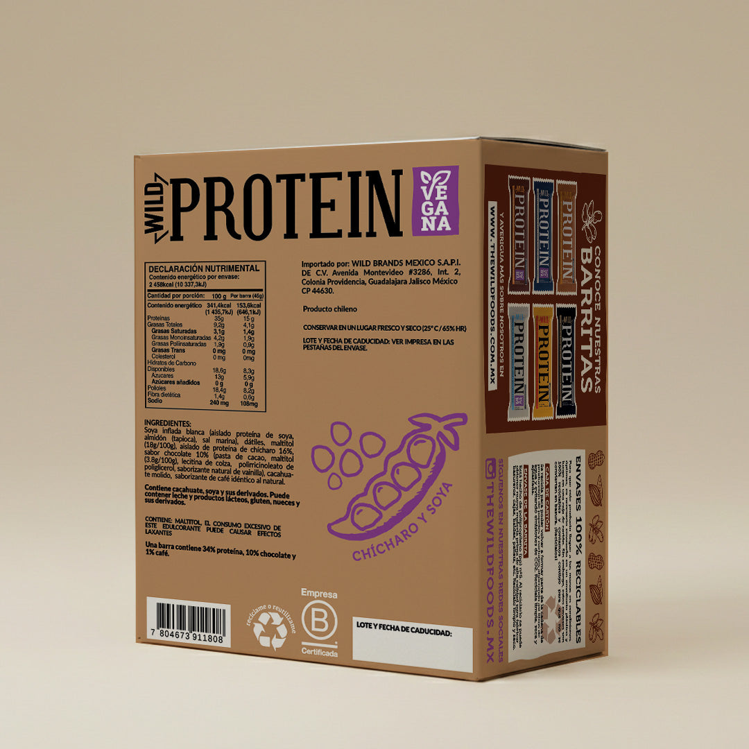 Caja Master Wild Protein VEGANA Sabor Moka 10 displays (160 barritas)