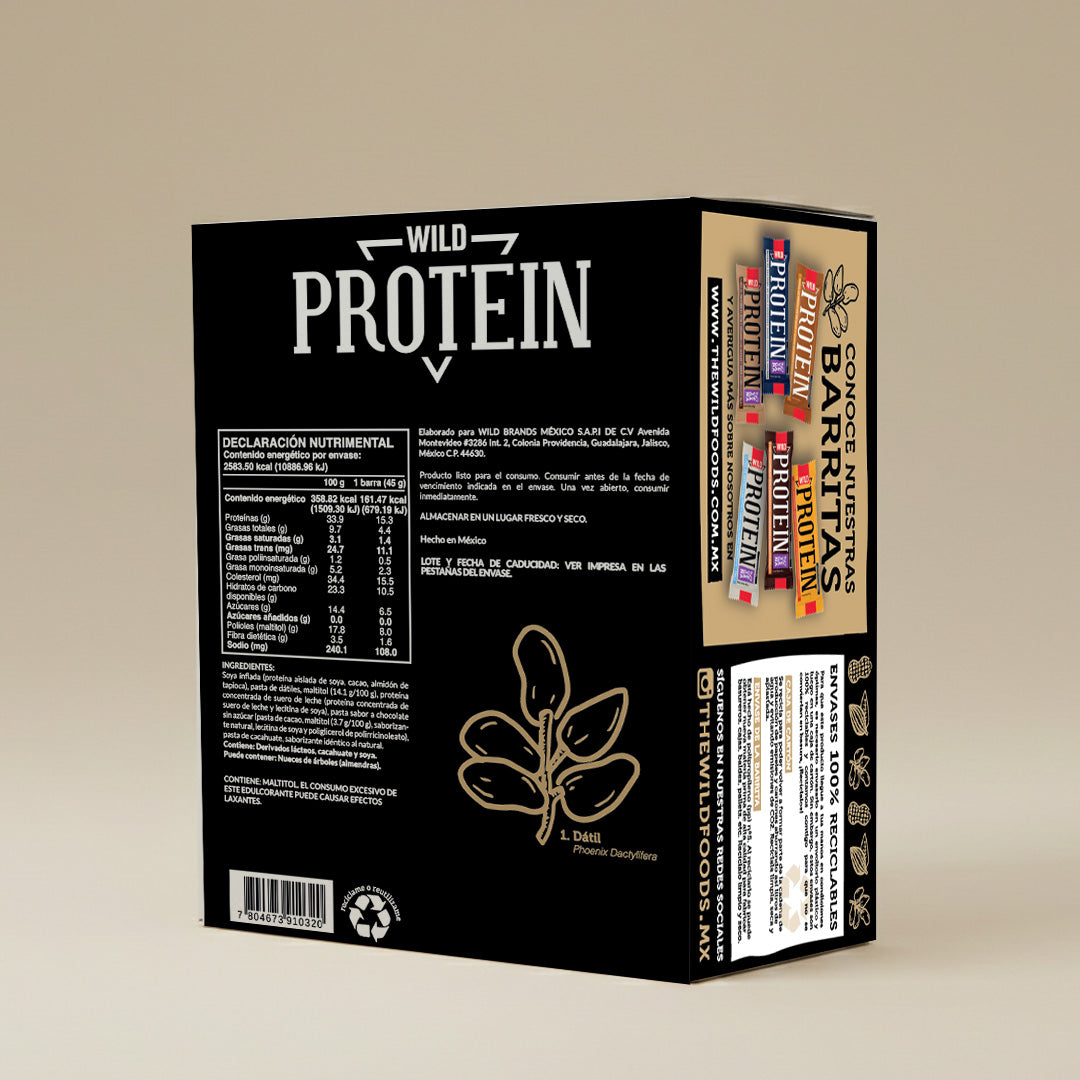Caja Master Wild Protein Sabor Chocolate 10 displays (160 barritas)
