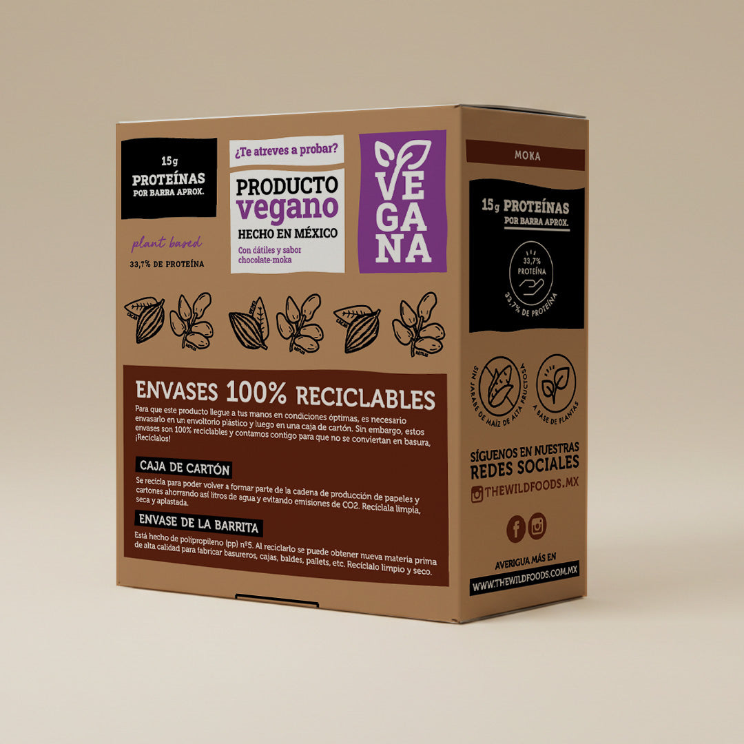 Caja Master Wild Protein VEGANA Sabor Moka 15 displays (75 barritas)