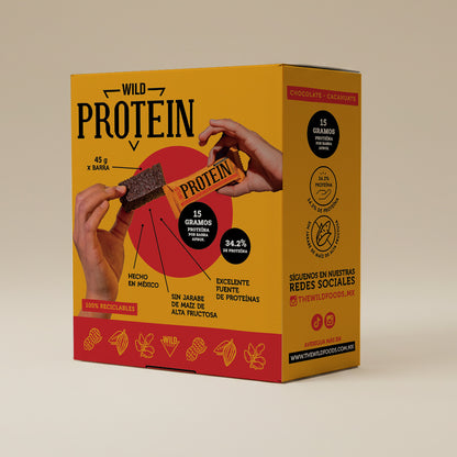 Caja Master Wild Protein Sabor Chocolate y Cacahuate 15 displays (75 barritas)