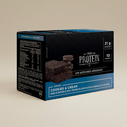 Caja Master Wild Protein Pro Cookies & Cream 10 displays (100 barritas)