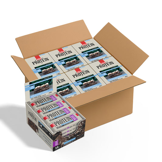 Caja Master Wild Protein VEGANA Sabor Chocolate Coco 10 displays (160 barritas)