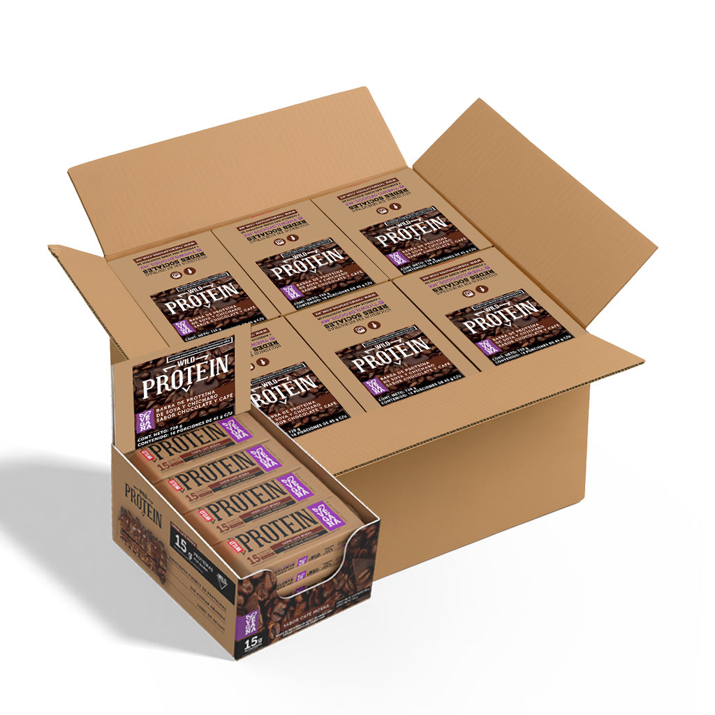 Caja Master Wild Protein VEGANA Sabor Moka 10 displays (160 barritas)
