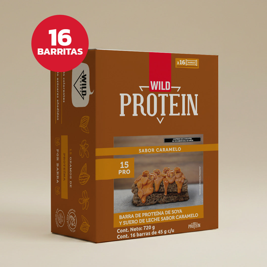 Caja Master Wild Protein Sabor Caramelo 10 displays (160 barritas)