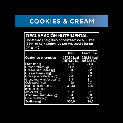 Caja Master Wild Protein Pro Cookies & Cream 10 displays (100 barritas)