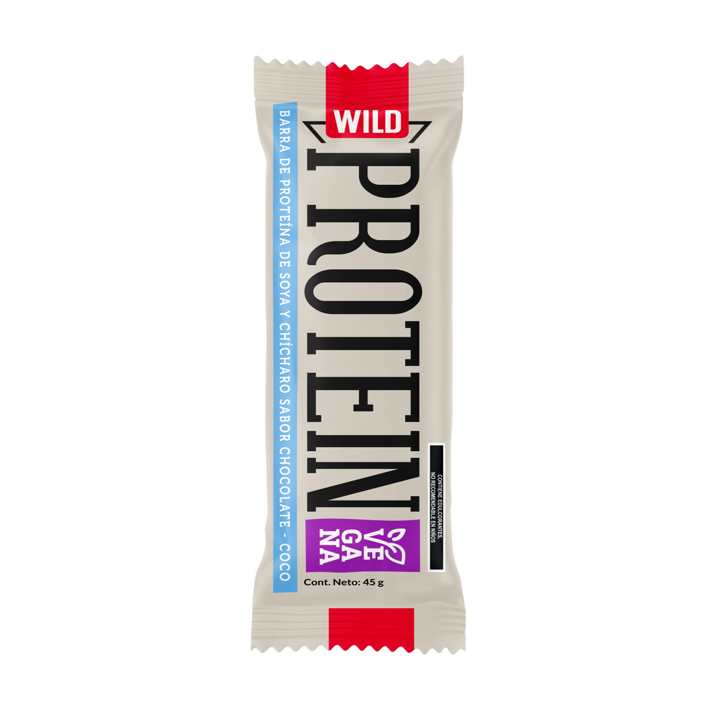 Caja Master Wild Protein VEGANA Sabor Chocolate Coco 10 displays (160 barritas)