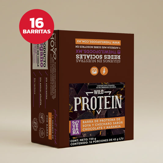 Barra de Proteína VEGANA Sabor Chocolate Naranja 16 unidades