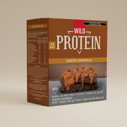 Caja Master Wild Protein Sabor Caramelo 15 displays (75 barritas)