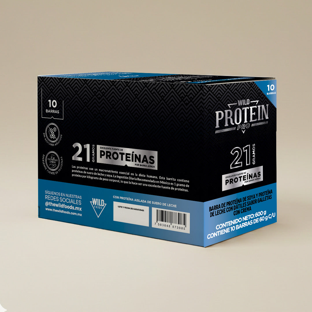 Caja Master Wild Protein Pro Cookies & Cream 10 displays (100 barritas)