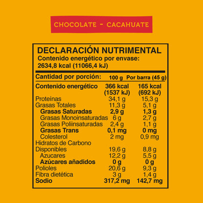 Barra de Proteina Chocolate y Cacahuate 16 unidades Wild Protein