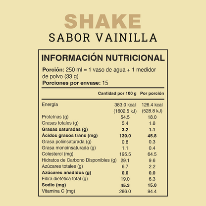 Shake en polvo sabor Vainilla 495 grs